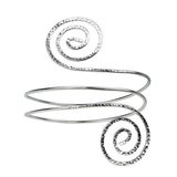 Bratara fixa bangle bronz placat cu argint Spirale circumferinta 28 cm